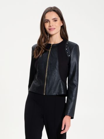 Faux Leather Jacket with Rhinestones  Rinascimento