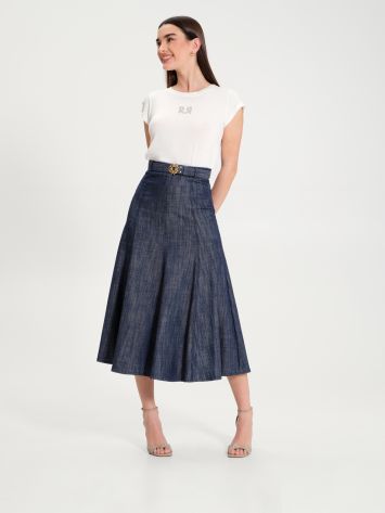 Jupe midi en jean avec ceinture  Rinascimento