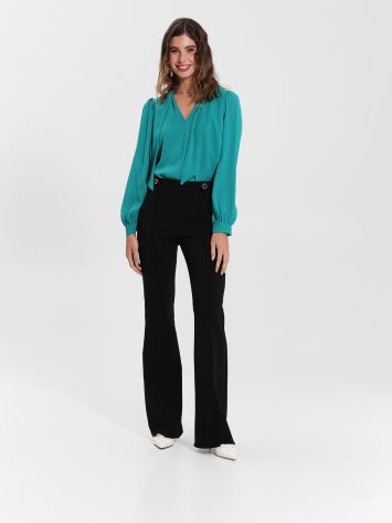 Flared Trousers with Buttons   Rinascimento