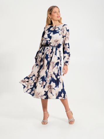 Pleated Dress with Floral Print   Rinascimento