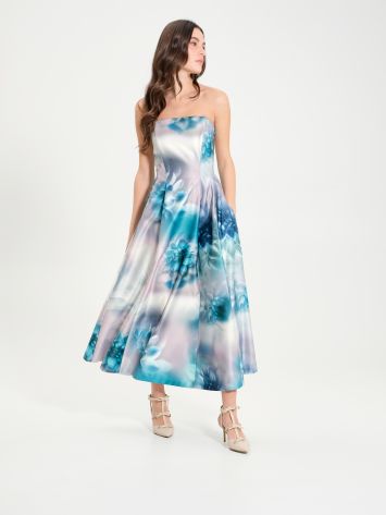 Robe évasée en satin à fleurs  Rinascimento