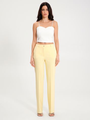 Flared Trousers in Yellow Technical Fabric  Rinascimento