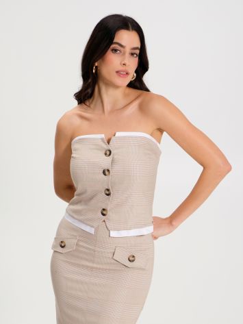 Checkered Bodice with Beige Buttons   Rinascimento