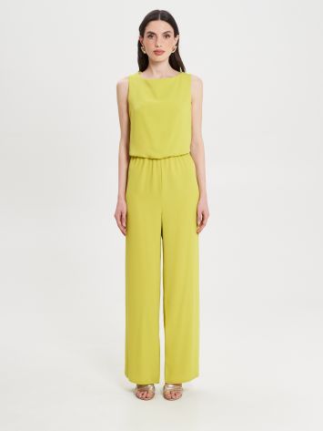 Lime Jumpsuit with Cowl Neck and Jewelled Straps  Rinascimento