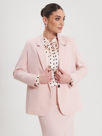 Oversized Pink Jacket with Brooch  Rinascimento
