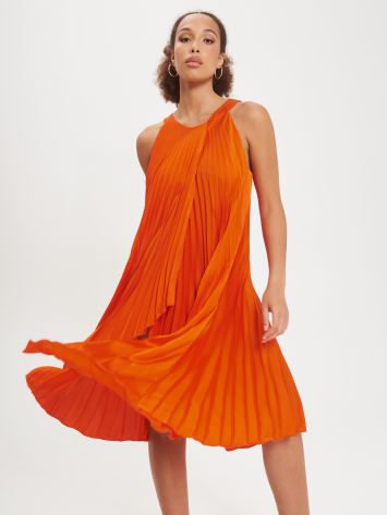 Orange Pleated Dress  Rinascimento