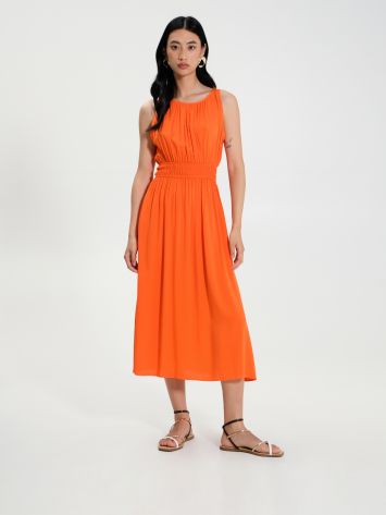 Orange Midi Dress in ECOVERO® Viscose  Rinascimento