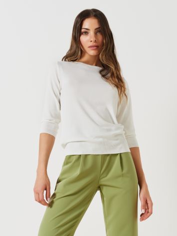 Crew Neck Top in Viscose Blend  Rinascimento