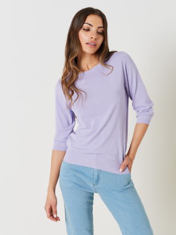 Crew Neck Top in Viscose Blend  Rinascimento