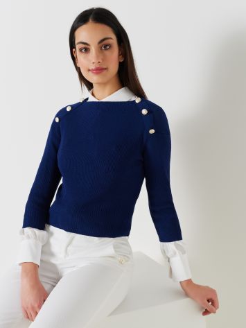 Sweater with Sailor Buttons  Rinascimento