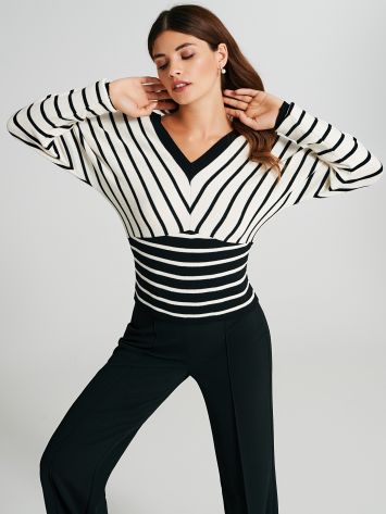 Top with striped neckline   Rinascimento