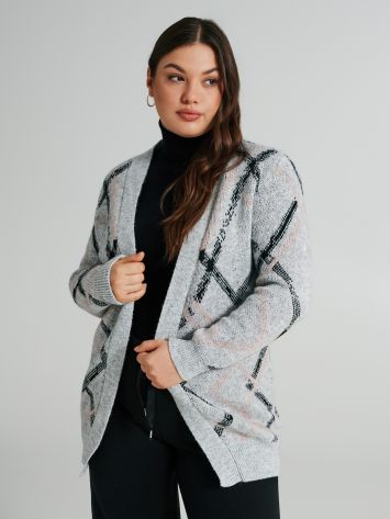 Curvy jacquard knit cardigan   Rinascimento