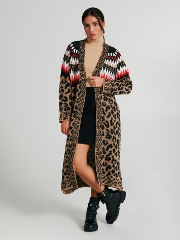 Animal-print maxi cardigan   Rinascimento