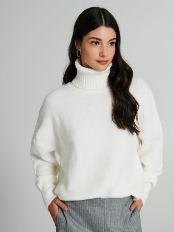 Turtleneck jumper with sequins   Rinascimento