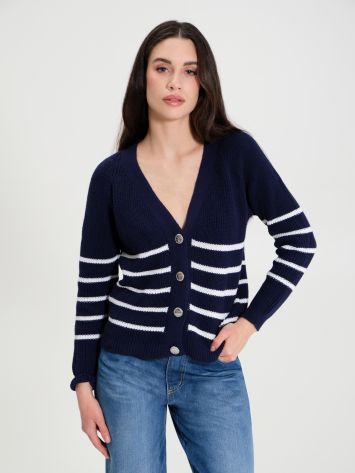 Striped Cotton Cardigan with Buttons  Rinascimento