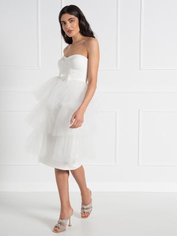 Bridal Collection Midi Sheath Dress with Tulle Skirt  Rinascimento