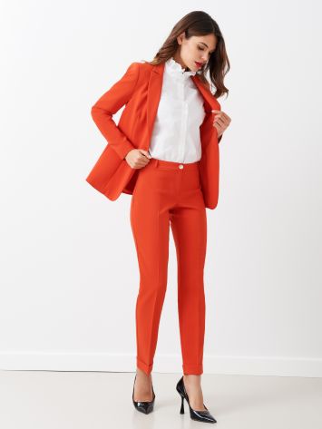 Pantaloni Slim in Tessuto Tecnico color Zucca  Rinascimento