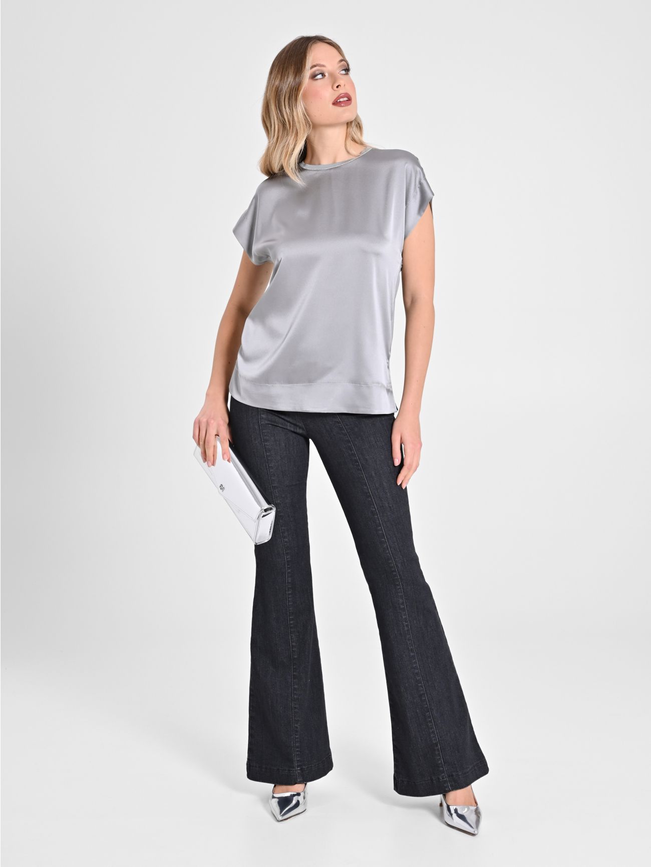 Blusa Envers Satin Grigia