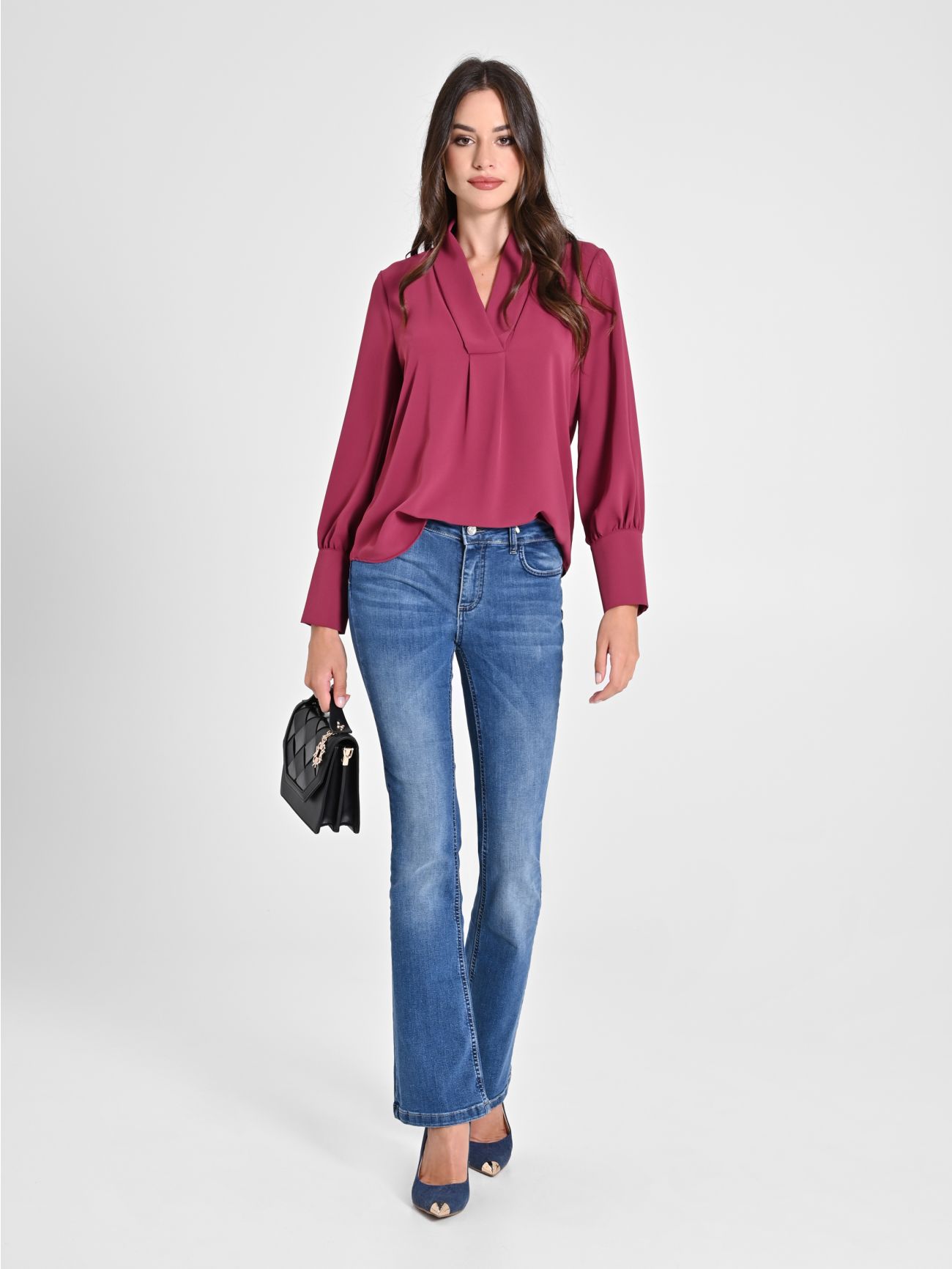 Blusa Bordeaux maniche Lunghe