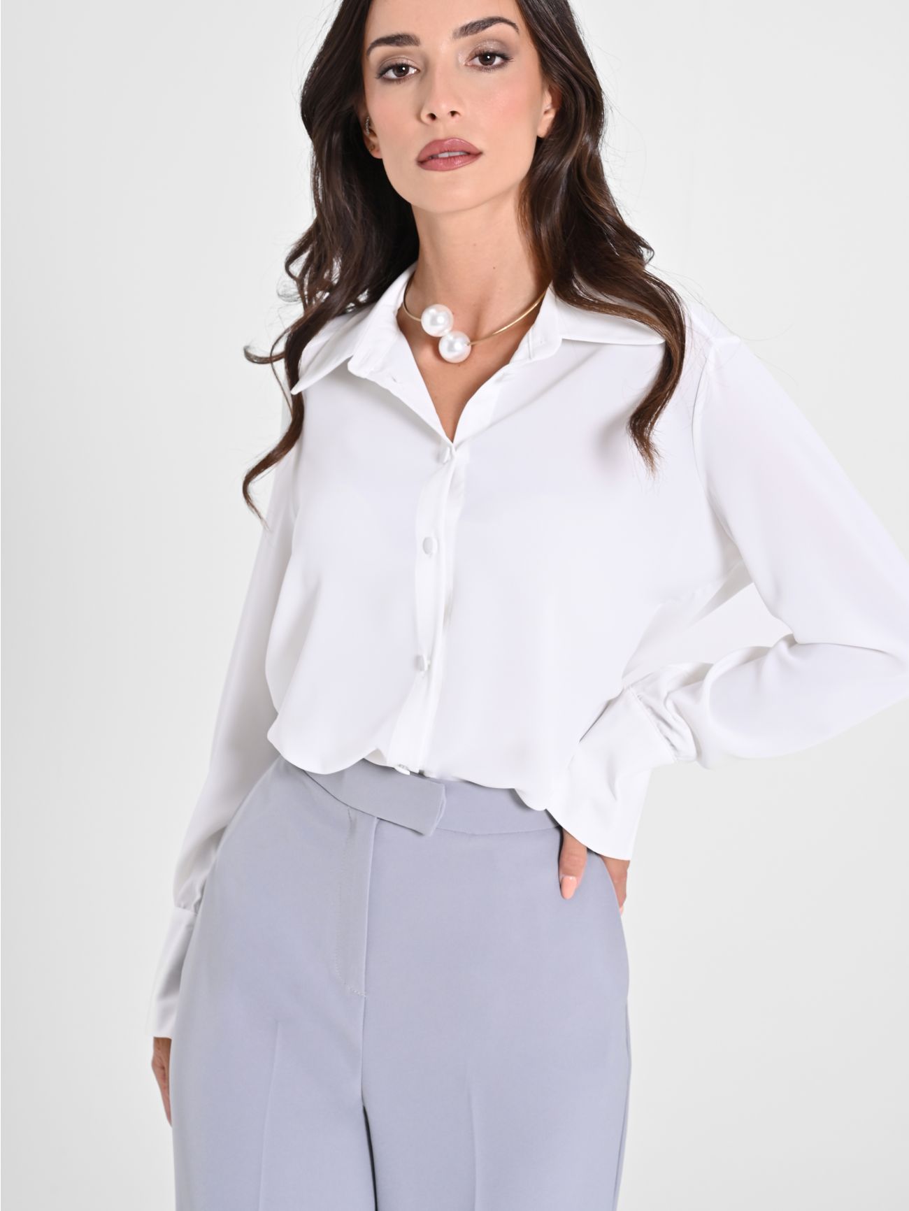Rinascimento Camicia con Bottoni Ricoperti
