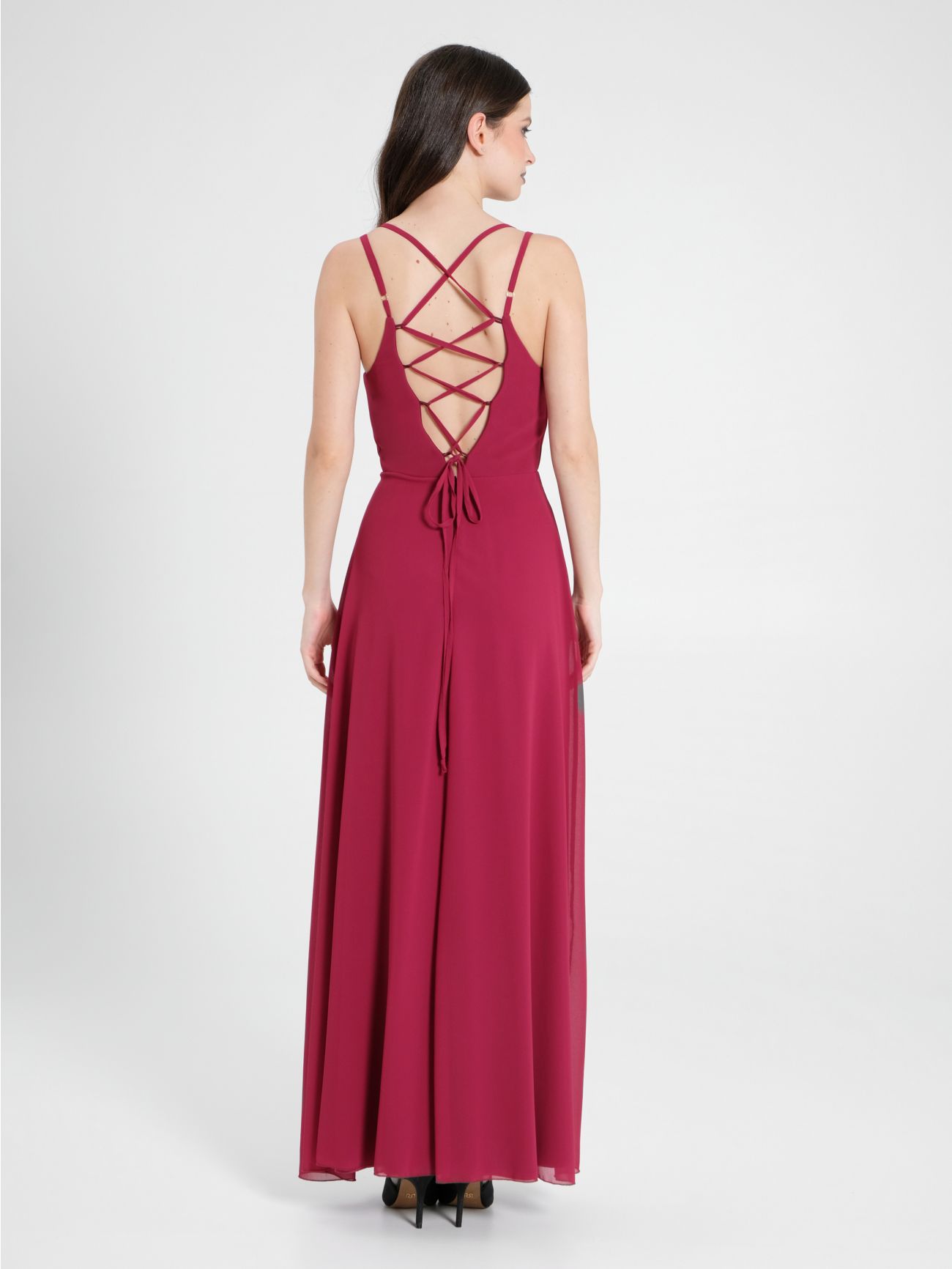 Langes Kleid in Bordeaux