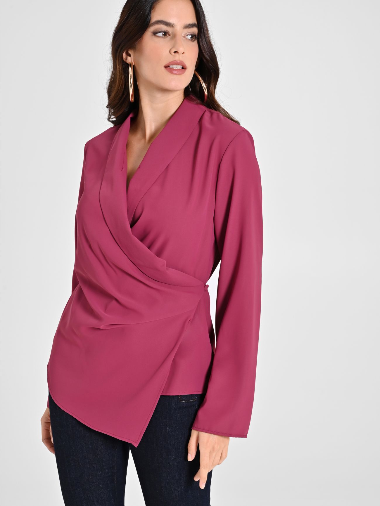 Rinascimento Blusa Bordeaux con Drappeggio