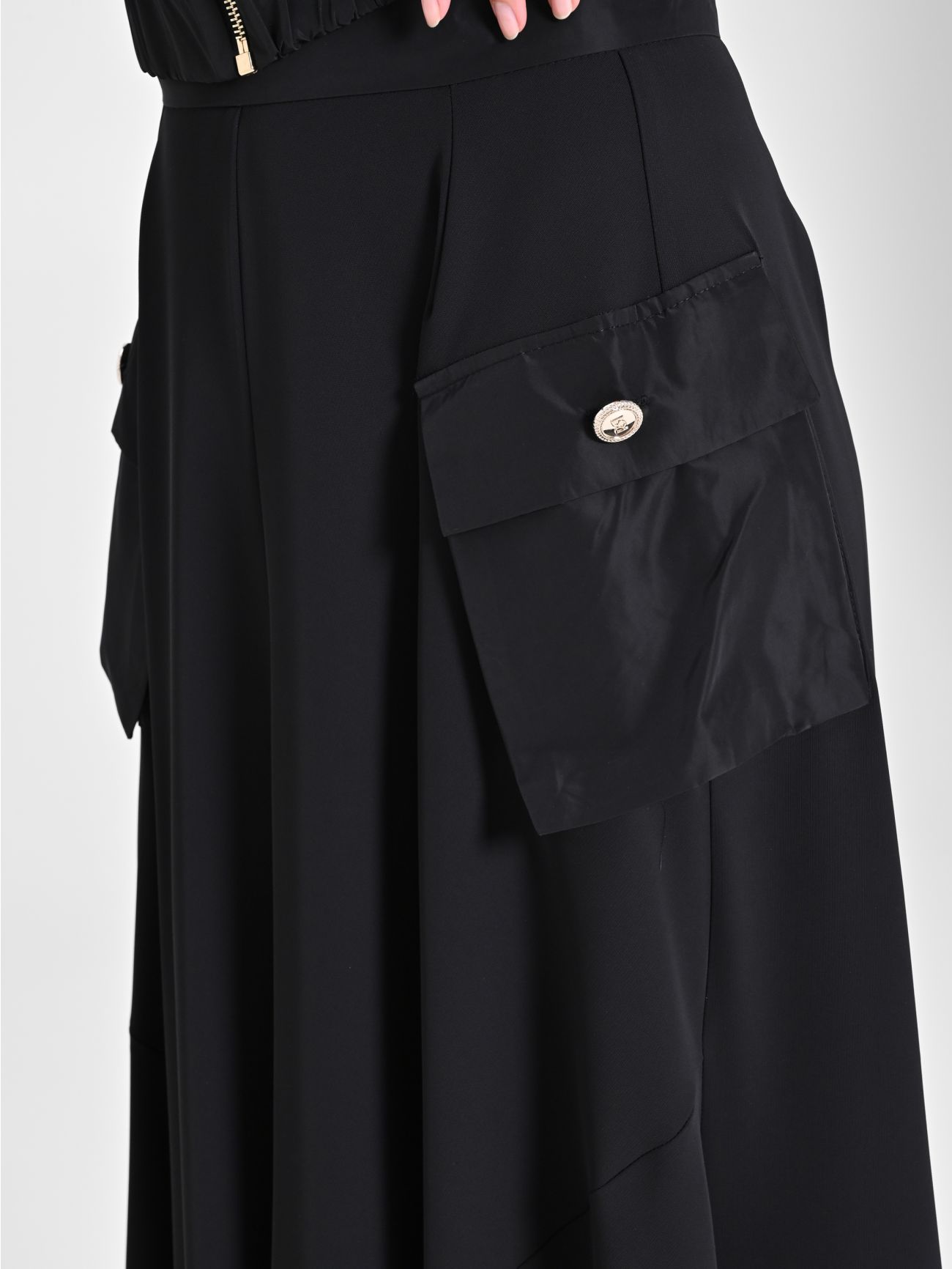 Asymmetrical Skirt with Taffeta Pockets