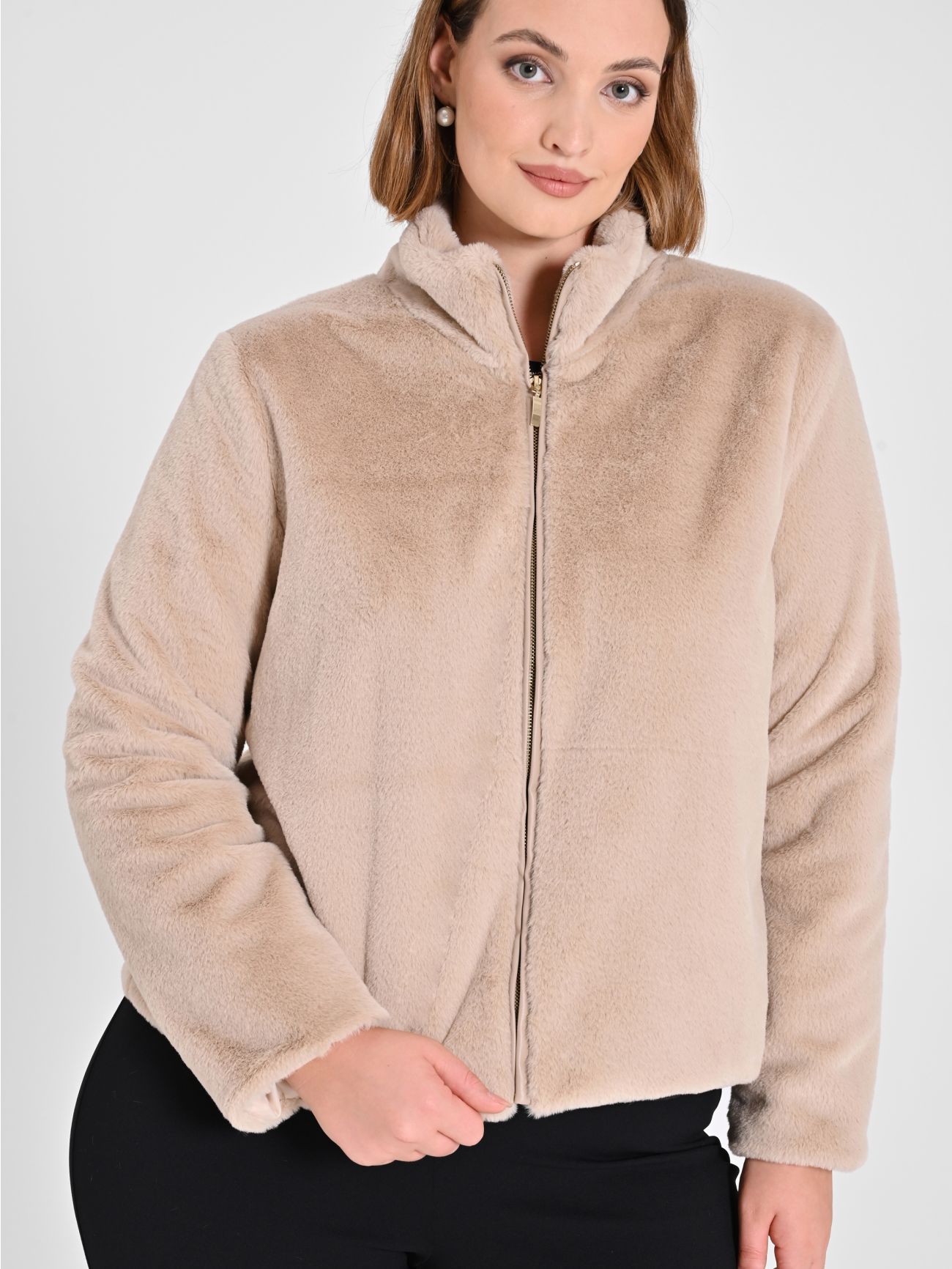 Rinascimento Cappottino Curvy effetto Pelliccia