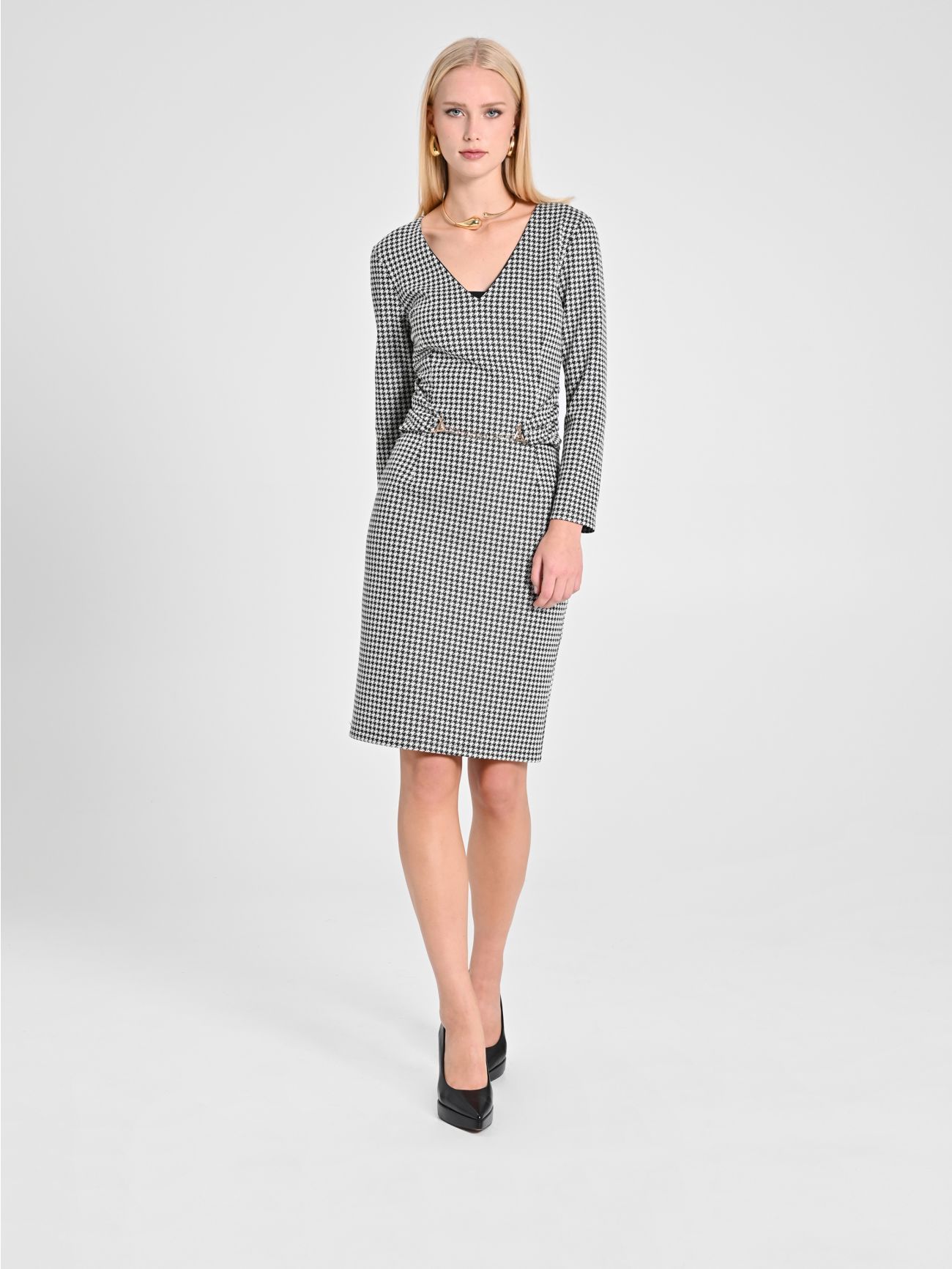 Houndstooth Sheath Dress