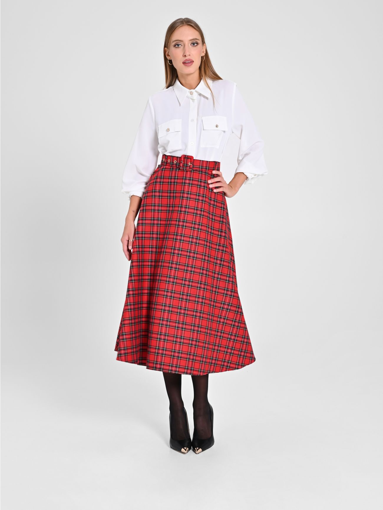 Rinascimento Gonna Midi in Tartan