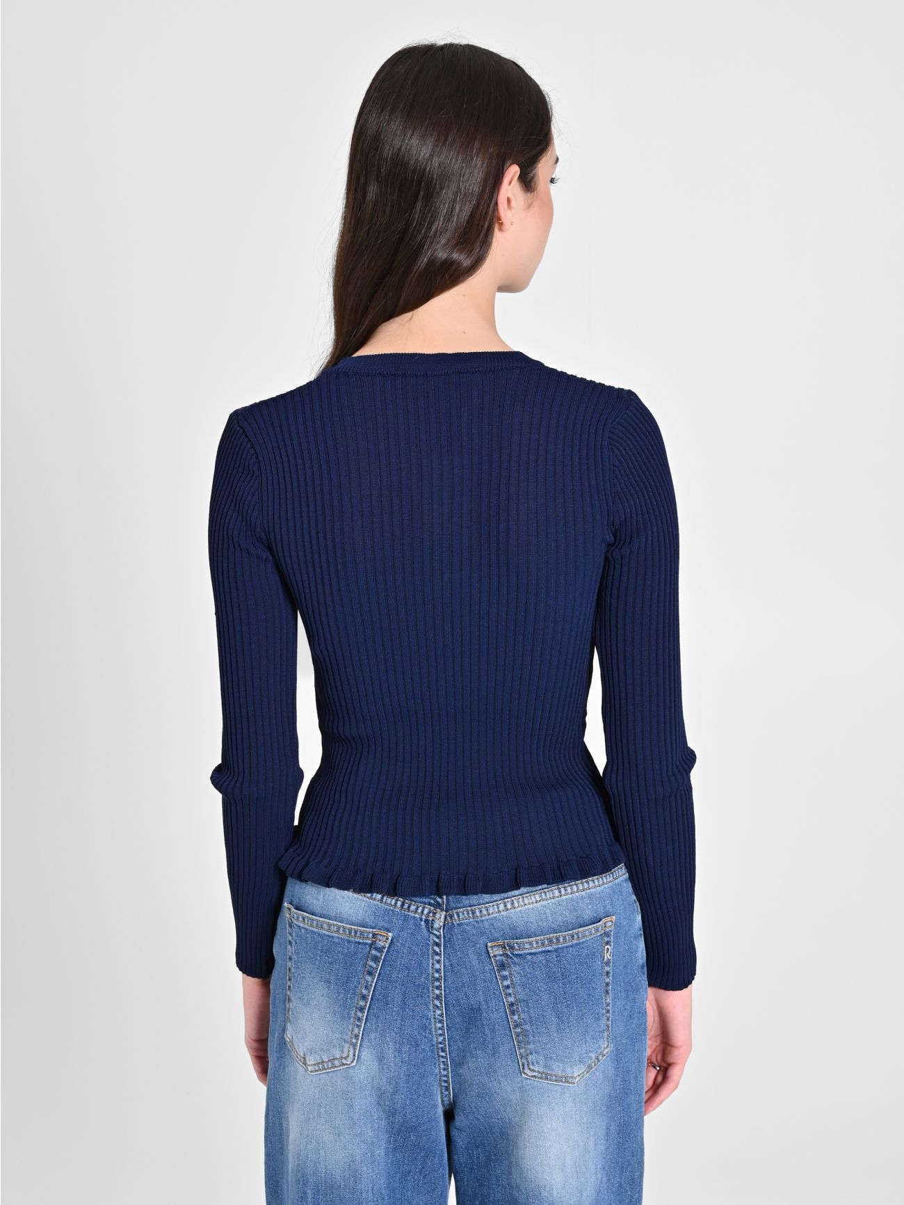 Blue ribbed jumper hot sale
