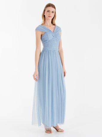Atelier draped dress, light blue