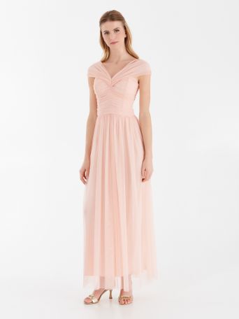 Robe atelier drapée de couleur rose