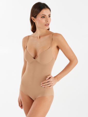 Roma bodysuit with padded cups, nude