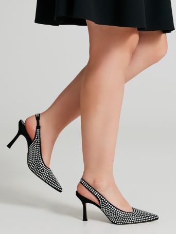 Heel with macro rhinestones