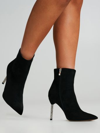 Ankle boot with rhinestone heel