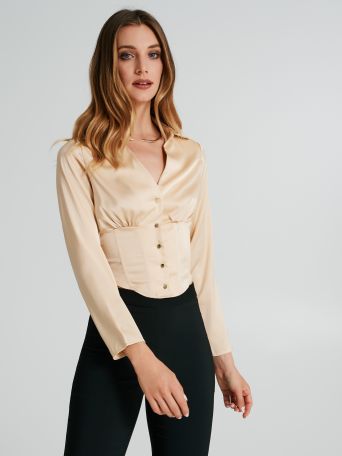 Blouse with sateen boning.