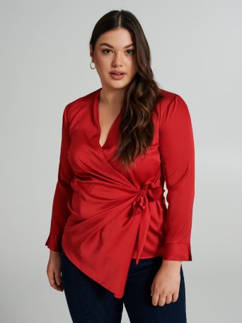 Curvy asymmetric crossover blouse 