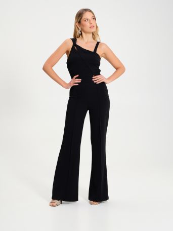 Palazzo Jumpsuit with Knot Shoulder