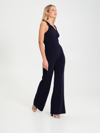 Palazzo Jumpsuit with Knot Shoulder