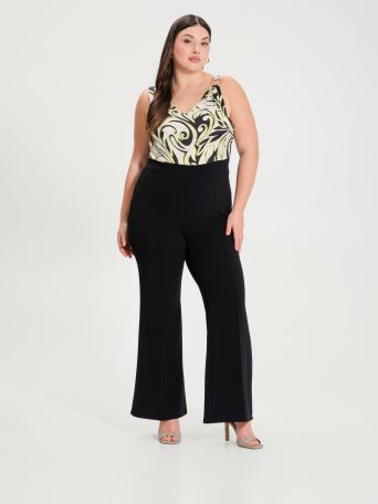 Curvy two-toned damask print jumpsuit