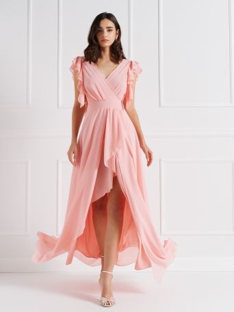 Coral Atelier Dress with Ruffles