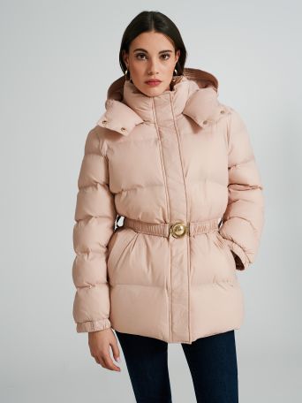 Kurze Daunenjacke mit Gürtel aus Repreve®