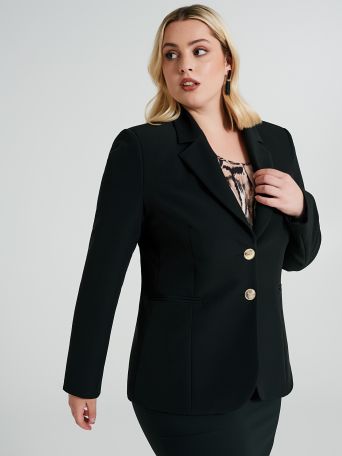Curvy two-button jacket in technical fabric