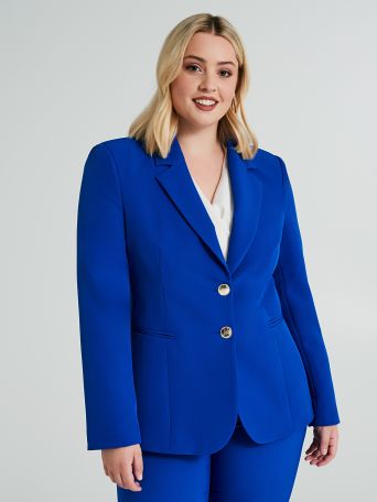 Curvy two-button jacket in technical fabric