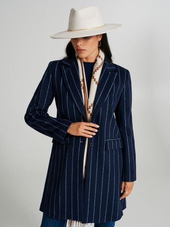 Medium-length pinstripe coat