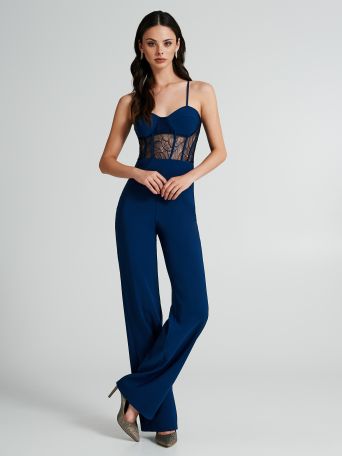 Jumpsuit with lace bodice 