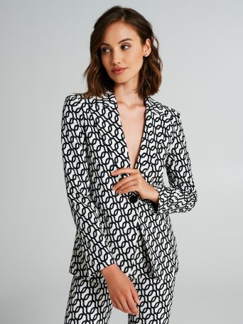 Single-button jacket with a geometric pattern 