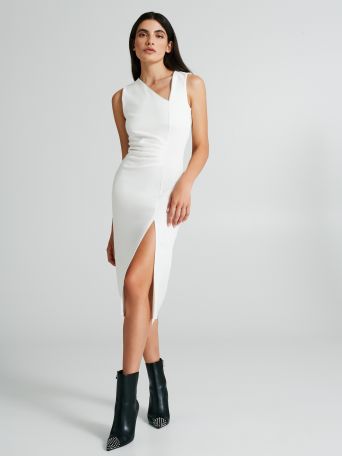 Sleeveless sheath dress with zip detail