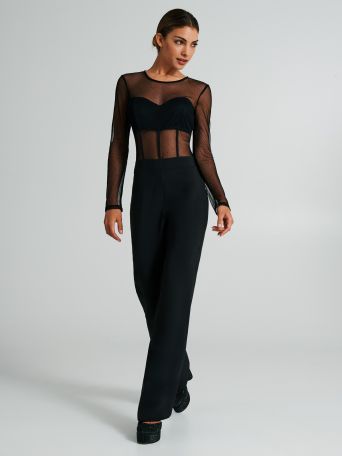 Jumpsuit with lace bodice